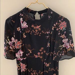 Midi black floral dress